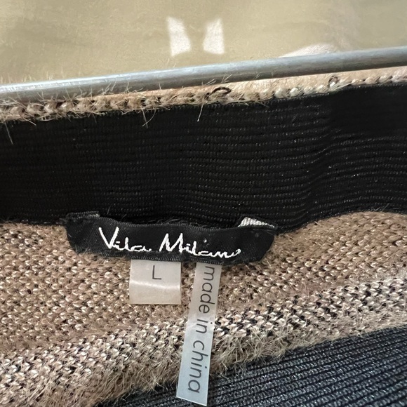 Leopard Print Flare A-Line Skirt Large L Black Tan White - soft sweater material - Picture 2 of 4